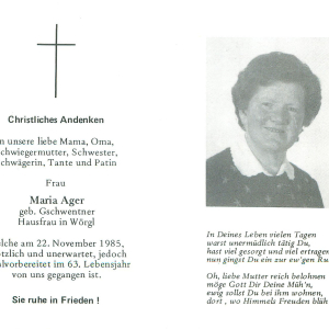 Ager Maria Geb. Gschwentner